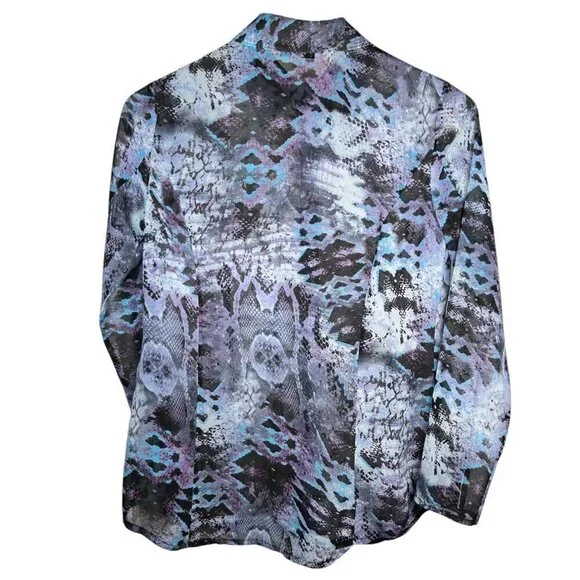 2/$30 CAbi Size XS Blouse Reptile Animal Print Sheer Streetwear - Picture 4 of 6